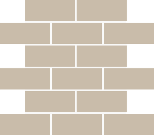Full Sheet Sample - Atlas Greige Staggered Ceramic Mosaic - 2" x 4" Matte