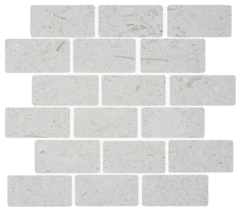 Full Sheet Sample - Pietra Antica Antique Stones Sand Key Shell Stone Staggered Natural Stone Mosaic - 2" x 4" Brushed