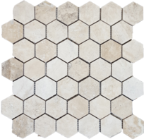 Full Sheet Sample - Pietra Antica Antique Stones Travonya Hexagon Natural Stone Mosaic - 2" Brushed