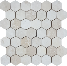 Full Sheet Sample - Pietra Antica Antique Stones Pearl Gold Hexagon Marble Mosaic - 2" Brushed