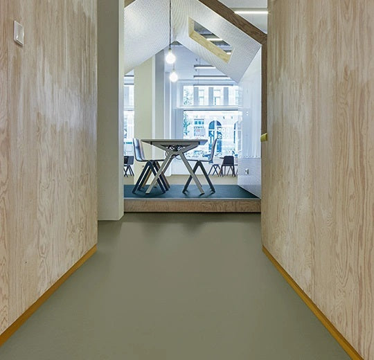 Marmoleum Walton Uni and Cirrus Rosemary Green Linoleum 3355-cut