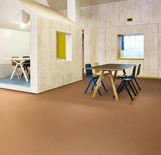 Marmoleum Walton Uni and Cirrus Terracotta Linoleum 3370-cut Topshield Pro