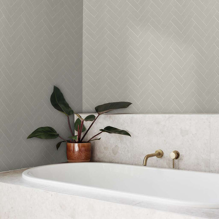 Grandeur Sage Glossy Herringbone