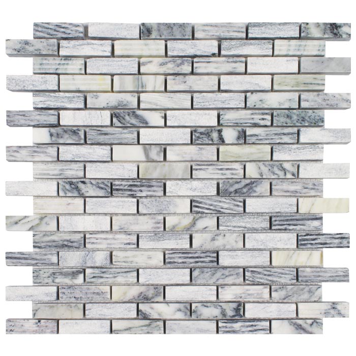 Full Sheet Sample - Metropolitan Contempo Oasis Deco Brick Natural Stone Mosaic - 11.75" x 12" Multi Finish