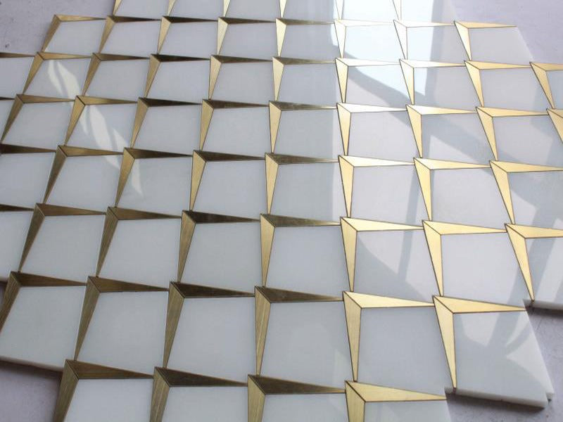 Waterjet Metal & Stone Paper White / Brass ANG-03