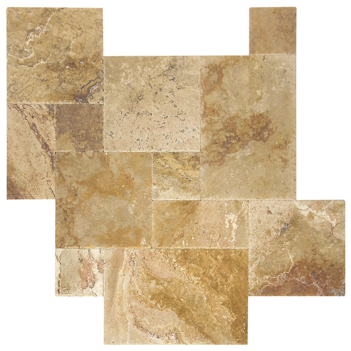 Antique Blend Chiseled & Brushed Travertine Versailles Pattern