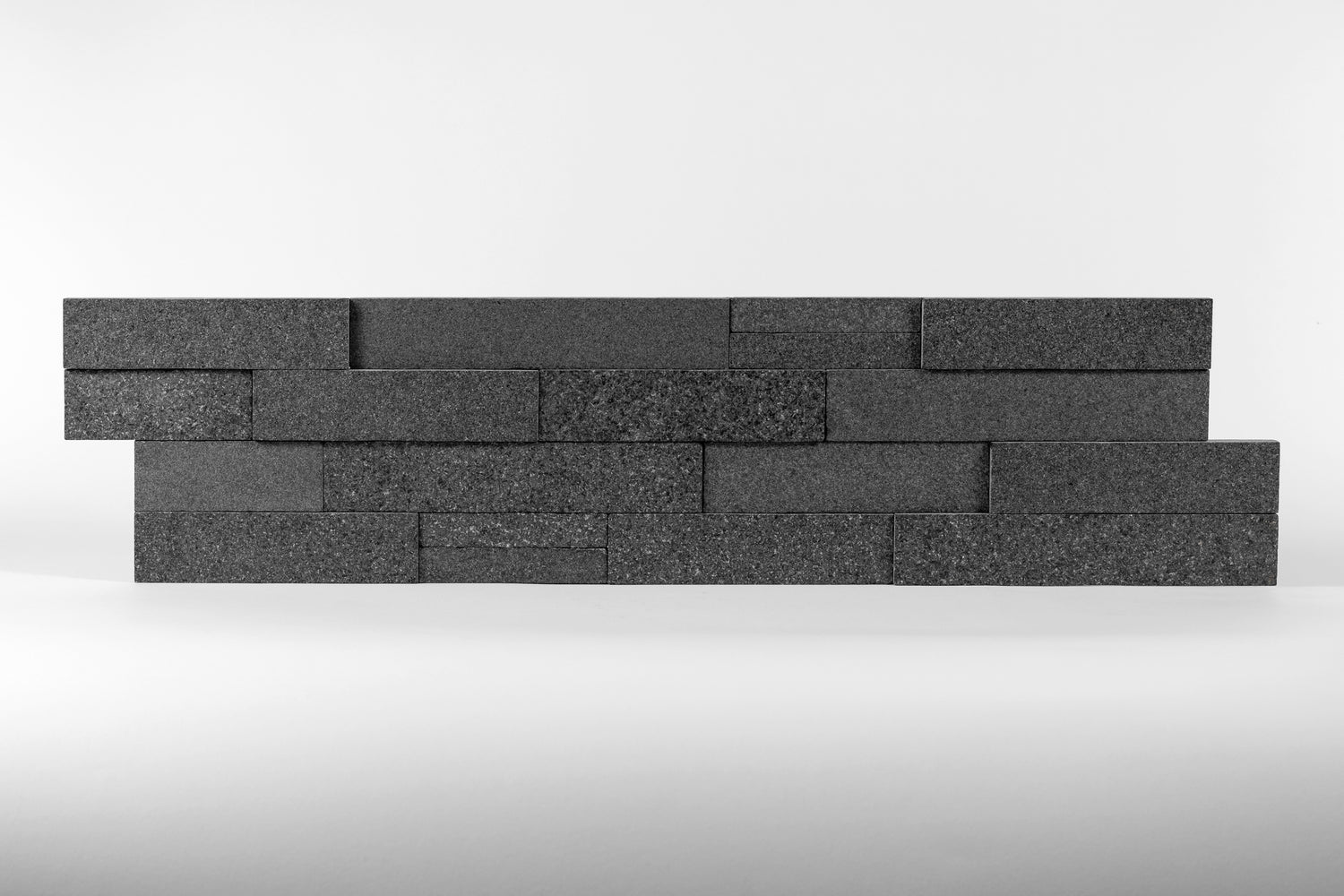 Full Ledger Sample - Absolute Black Granite Ledgestone - 6" x 24" x 3/8" - 3/4" Flamed