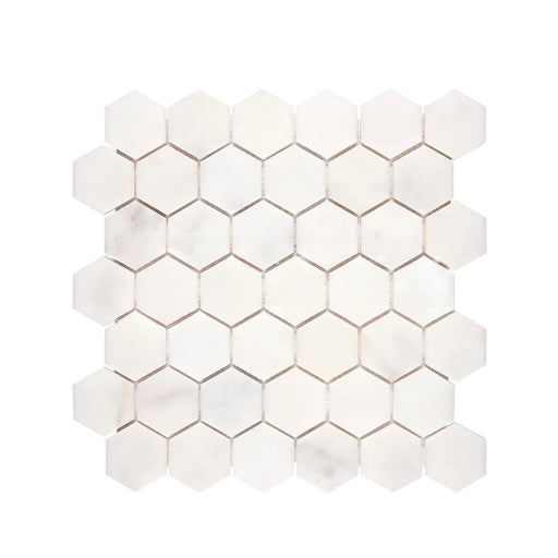 Afyon White Marble Mosaic - 2" Hexagon Polished