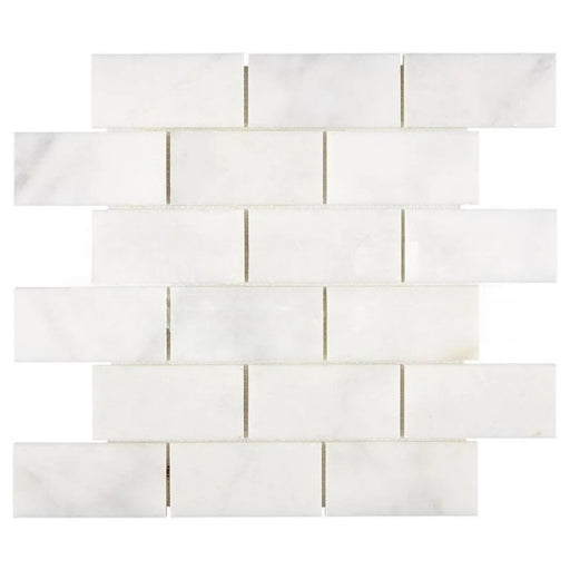Afyon White Marble Mosaic - 2" x 4" Brick Polished