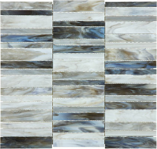 Full Sheet Sample - Baroque Alabastro Deco Stacked Glass Mosaic - 11.75" x 11.5" Glossy