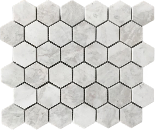 Alicha White Polished Marble Mosaic - 2" Hexagon