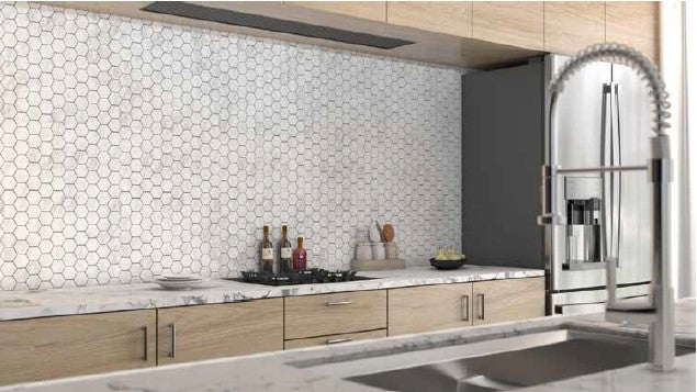 Polished Alicha White Marble Mosaic - 3" Hexagon