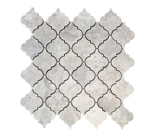 Full Sheet Sample - Alicha White Casablanca Arabesque Marble Mosaic - 12" x 12" x 3/8" Polished