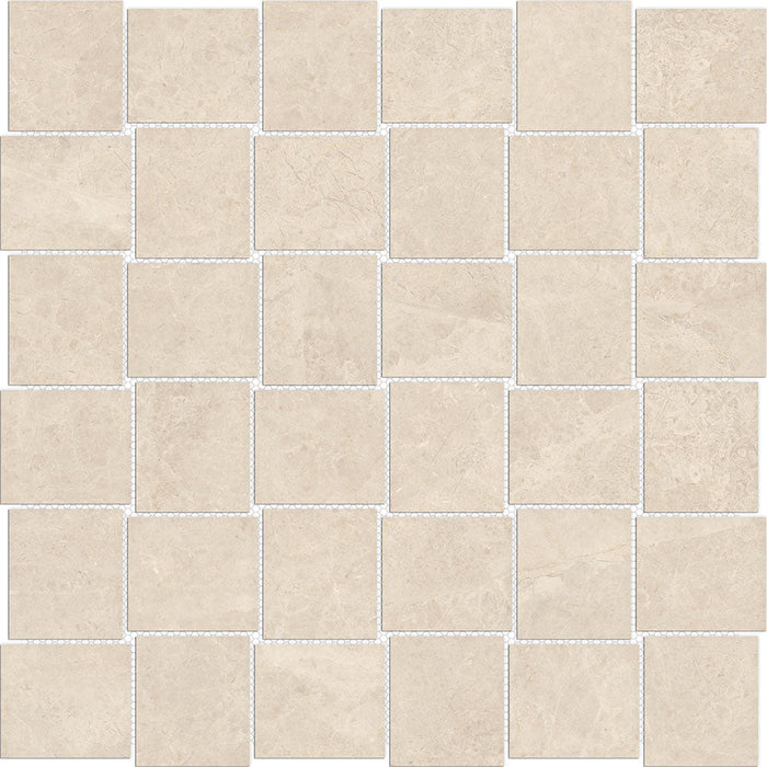 Full Sheet Sample - Mayfair Allure Ivory Basket Weave Porcelain Mosaic - 2" x 2" x 9.8 MM Matte