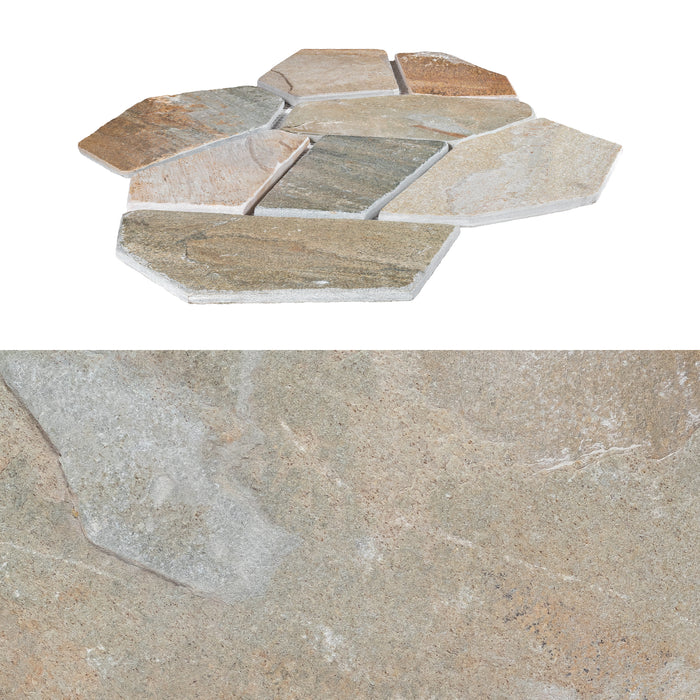 Amber Gold Tumbled Quartzite Flagmat - Random Sizes