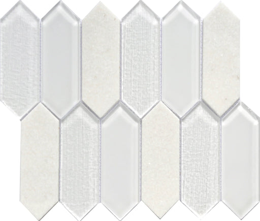 Angel White  Marble & Glass Mosaic - Picket Fence