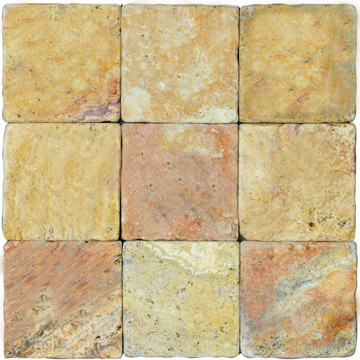 Full Tile Sample - Antique Blend Travertine Tile - 4" x 4" x 3/8" Tumbled