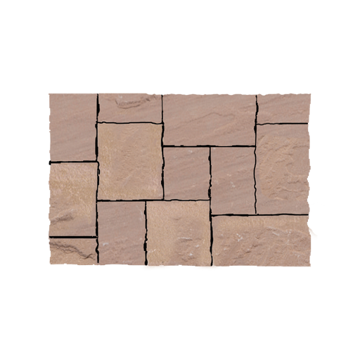 Antique Brown Natural Cleft Face & 4 Sides Sandstone Driveway Paver - 6" x 6" x +/- 1 1/2"