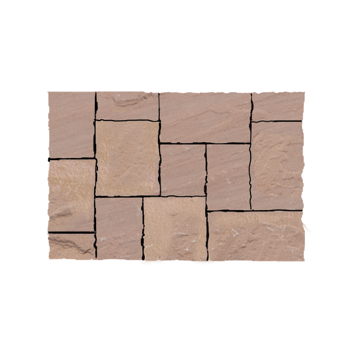 Antique Brown Natural Cleft Face & 4 Sides Sandstone Driveway Paver - 6" x 6" x +/- 1 1/2"