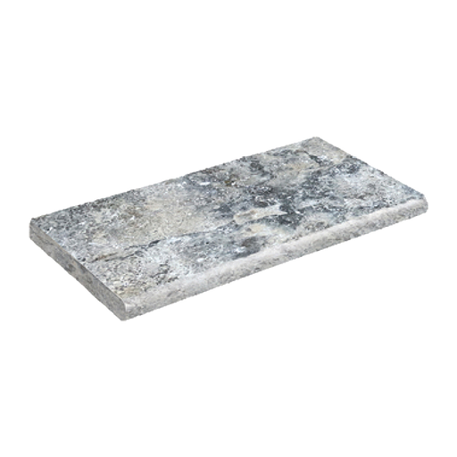 Antique Gris Tumbled Travertine Bullnose - 16" x 24" x +/- 2"