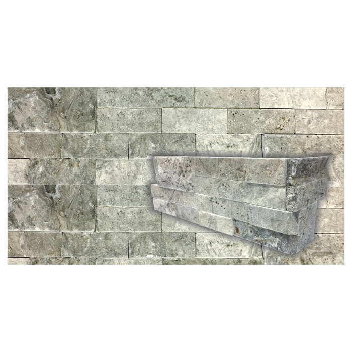 Antique Gris Tumbled Travertine Ledgestone Corner - 6" x 18" x 6"