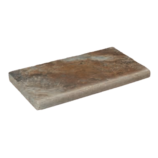 Antique Scabos Tumbled Travertine Bullnose - 12" x 24" x +/- 2"