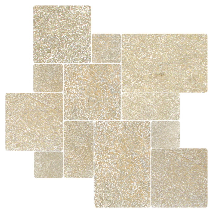 Antique Yellow Tumbled Limestone Paver Versailles Pattern