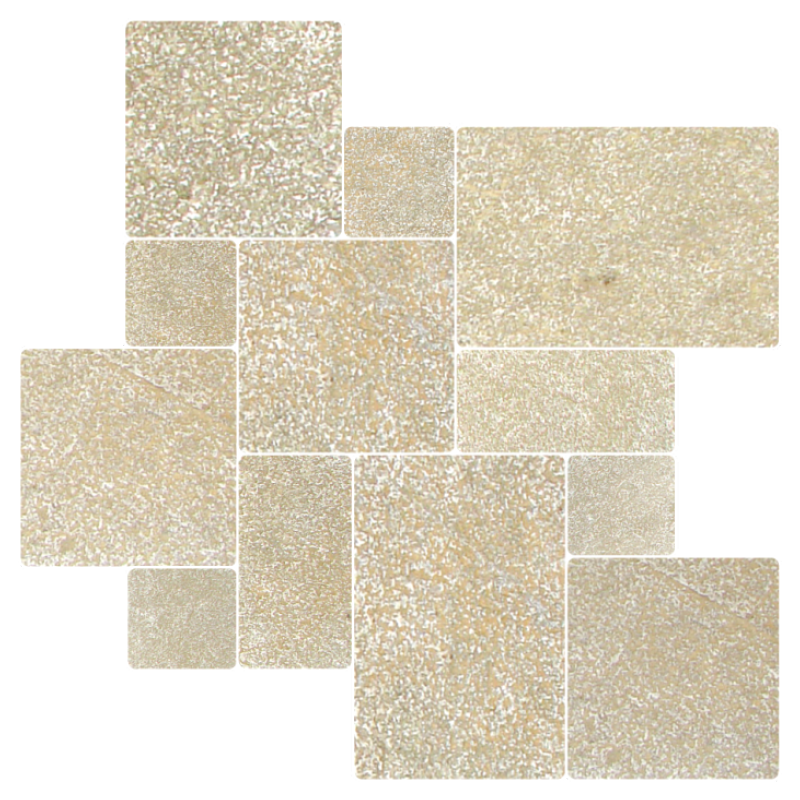 Antique Yellow Tumbled Limestone Paver Versailles Pattern