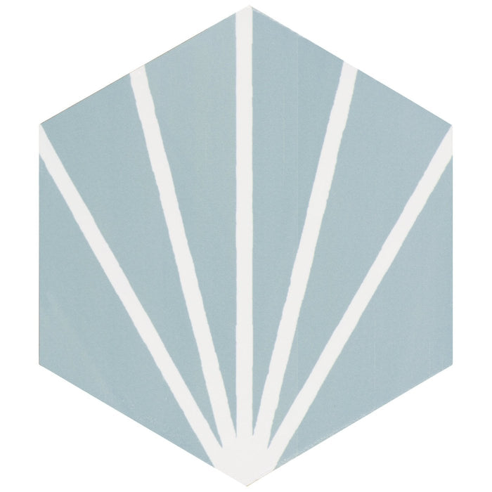 Radar Aquamarina Striated Hexagon Porcelain Tile - Matte