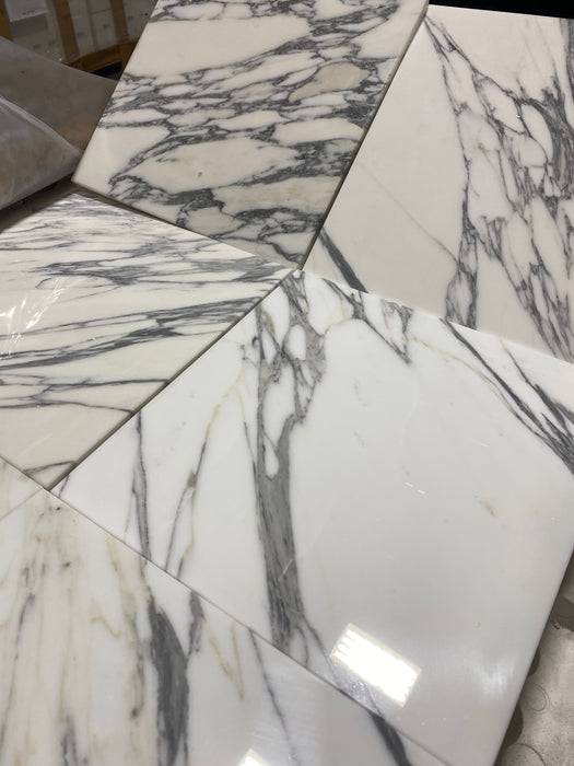 Arabescato Carrara Polished Marble Tile - 12" x 12"