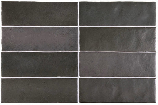 Artisan Black Ceramic Tile - 2.5" x 8" Matte