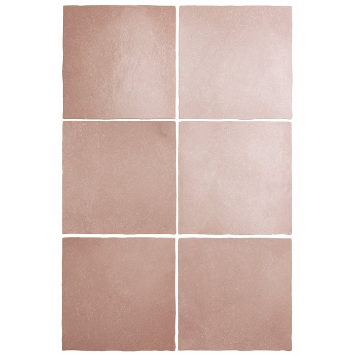 Artisan Coral Pink Ceramic Tile - 5" x 5" Matte