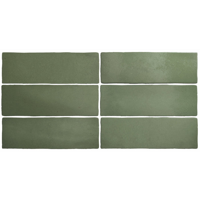 Artisan Malachite Ceramic Tile - 2.5" x 8" Matte