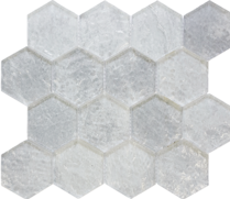 Full Sheet Sample - Revere Ash???Deco Hexagon Glass Mosaic - 3" Glossy & Matte