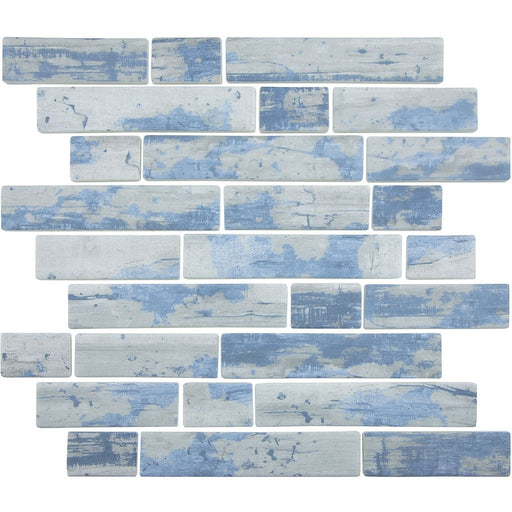 Full Sheet Sample - Aquatica Bark Aspen Deco Linear Glass Mosaic - 11.75" x 11.5" Polished