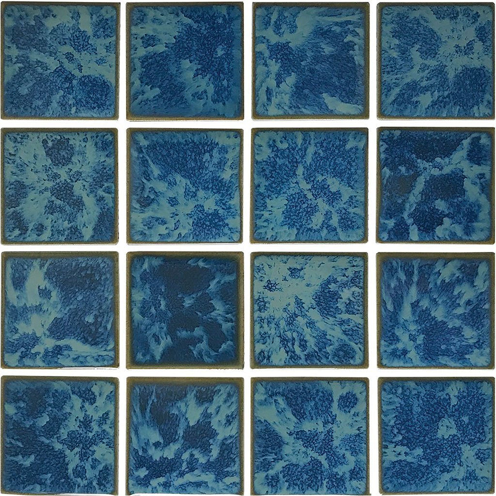 Full Sheet Sample - Aquatica Reflection Atlantic Green Porcelain Mosaic - 3" x 3" Glossy