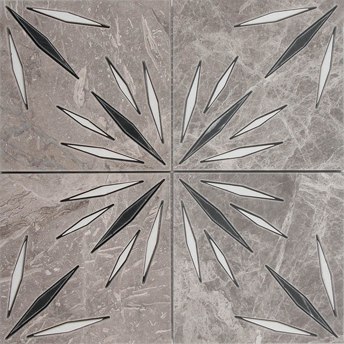 Full Sheet Sample - Skalini Line Artistic Stone Trojan Grey / Ania Black / Dolomite Natural Stone Mosaic - Aura Grey