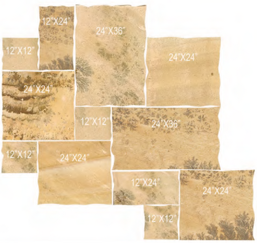 Autumn Mist Natural Cleft Face & 4 Sides Sandstone Rock Face Jumbo Pattern - 12" x 12" x +/- 1 1/2"