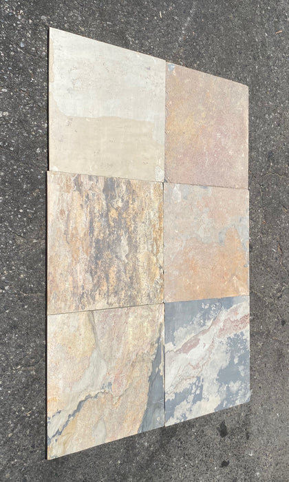 Autumn Slate Tile - 16" x 16" x 1/2" - 5/8" Natural Cleft Face, Gauged Back