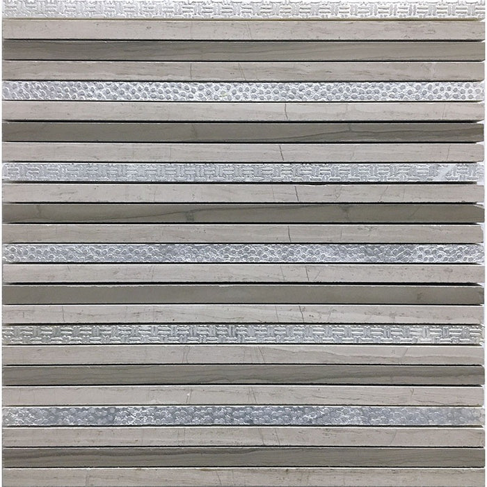 Full Sheet Sample - Skalini Line Artistic Stone Bastoni 4 Natural Stone Mosaic - 0.4" x 11.8" Lines