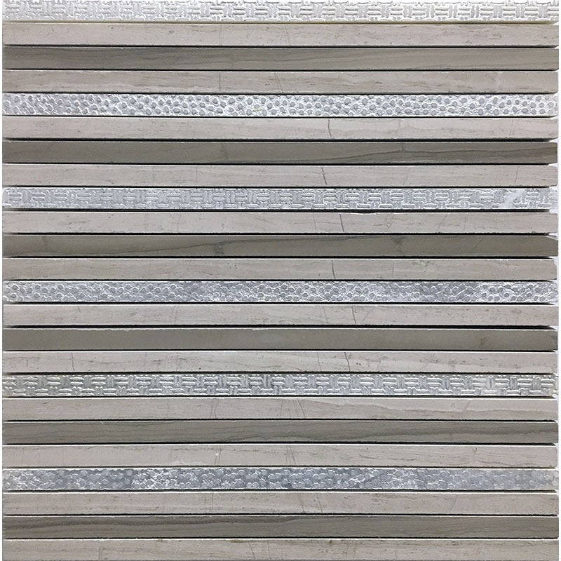 Full Sheet Sample - Skalini Line Artistic Stone Bastoni 4 Natural Stone Mosaic - 0.4" x 11.8" Lines