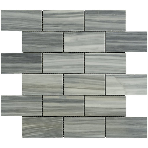 Bardiglio Vein Cut Marble Mosaic - 2" x 4" Brick Polished