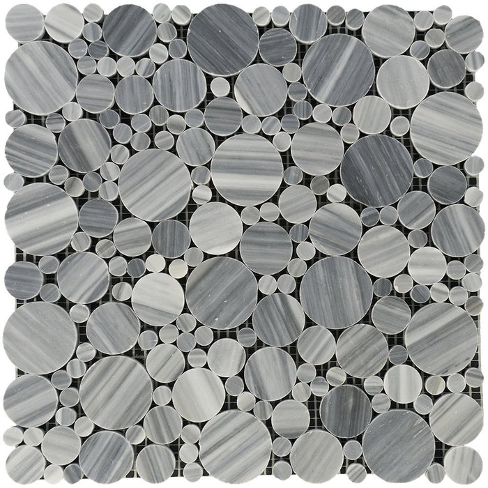 Bardiglio Vein Cut Marble Mosaic - Bubble Polished