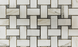 Creme Extra / Silver Cloud Honed Marble Mosaic - Basket Weave with Gray Dots Honed