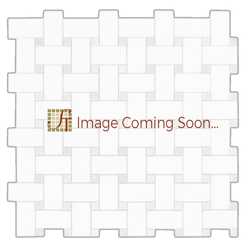 Full Sheet Sample - White Carrara Basket Weave with Blue Stone Dots Marble Mosaic - 1" x 2" x 3/8" Polished