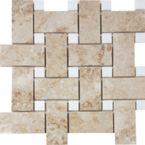 Full Sheet Sample - Pietra Antica Adelia Basket Weave Natural Stone Mosaic - 12" x 12" Polished