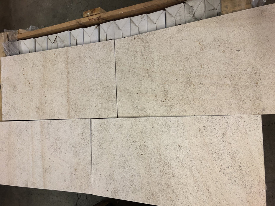 Beaumaniere Honed Limestone Tile - 12" x 24"