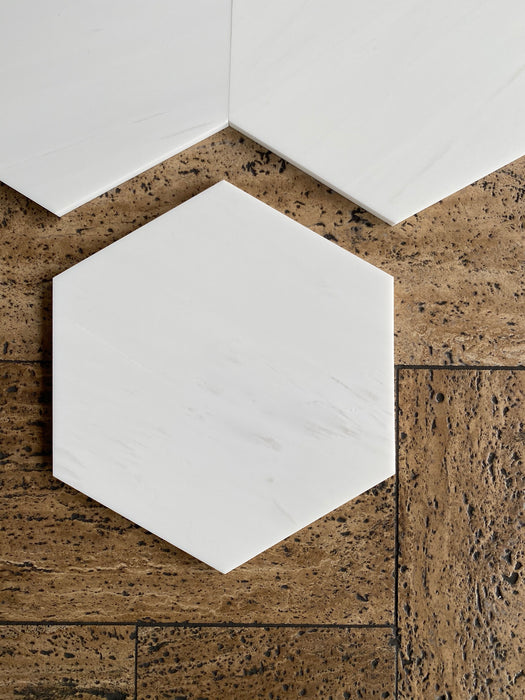 Bianco Dolomite Polished Marble Mosaic - 10" Hexagon