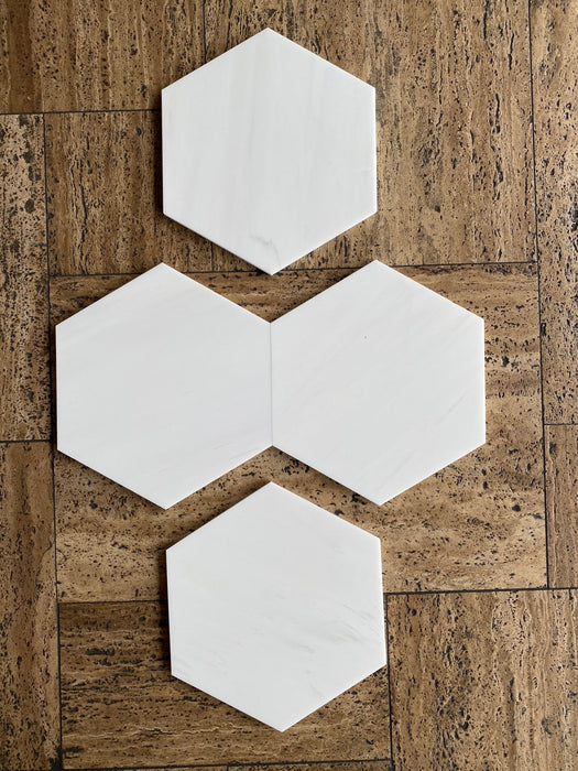 Bianco Dolomite Marble Mosaic - 10" Hexagon Honed