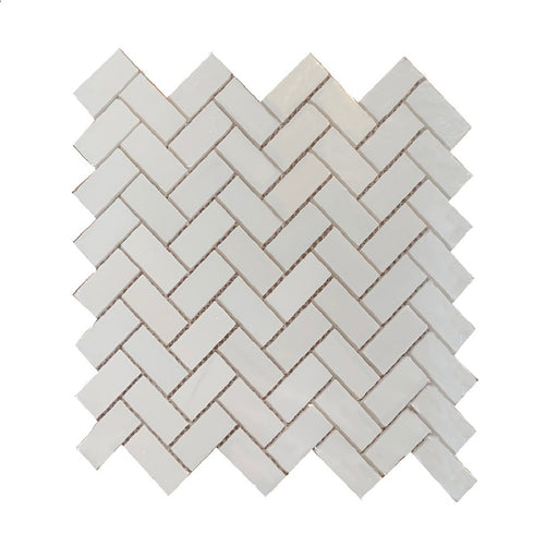 Bianco Dolomite Honed Marble Mosaic - 1" x 2" Herringbone